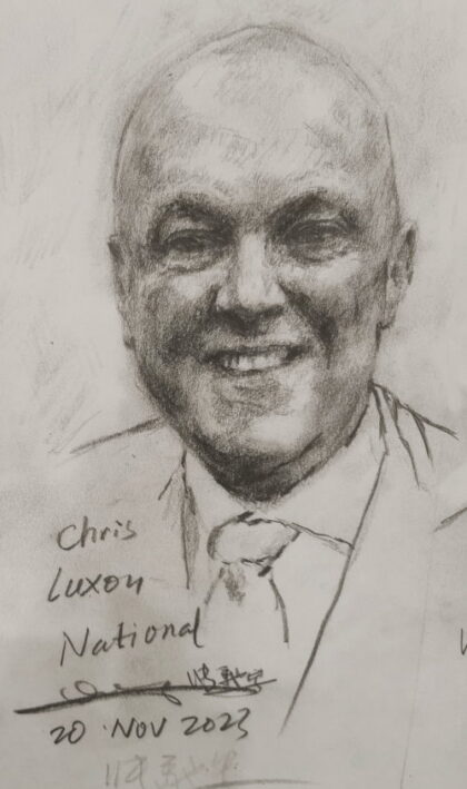 2023 elected PM Christopher Luxon sketch by Chi Zhang