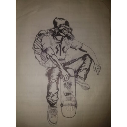 A skateboorder Ink sketch by G Olly Bernais