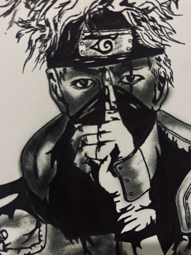 Kakashi Hatake, a character of Naruto Anime Drawing by Olly Bernais