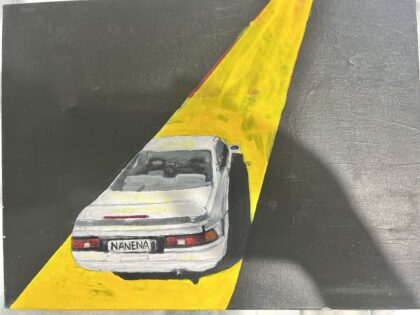 acrylic drawing "Yellow Lane AE92 Toyota " The old AE92 Toyota Jose Raniel Menese